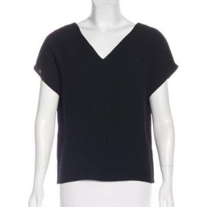 Steven Alan textured double V-neck top black